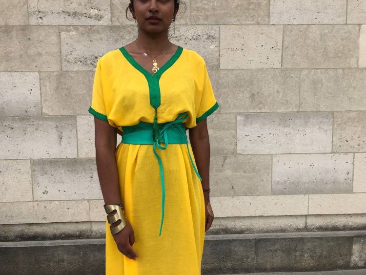 DJELLABA Gandoura Moderne Jaune verte – Image 2