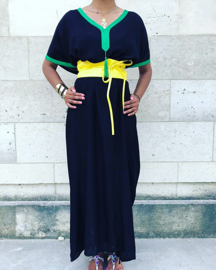 DJELLABA Gandoura Moderne Noire verte – Image 2