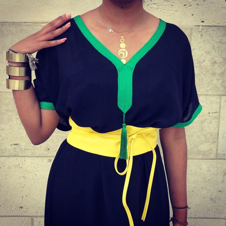 DJELLABA Gandoura Moderne Noire verte – Image 4