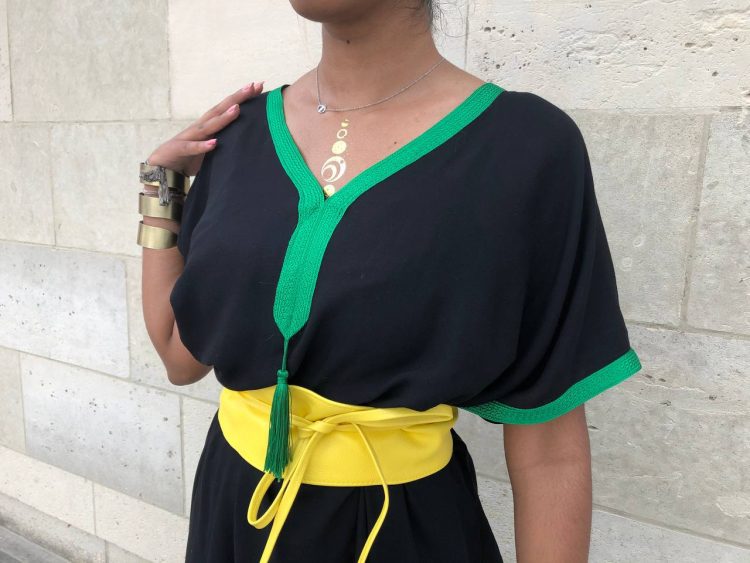 DJELLABA Gandoura Moderne Noire verte – Image 5