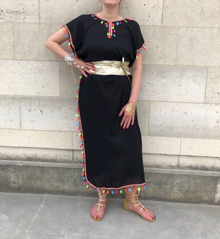 DJELLABA Gandoura Pompon Noire IBIZA – Image 4
