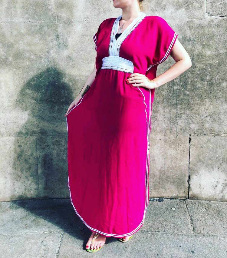 DJELLABA Gandoura Plastron Rose Fushia Argent MARRAKECH – Image 2