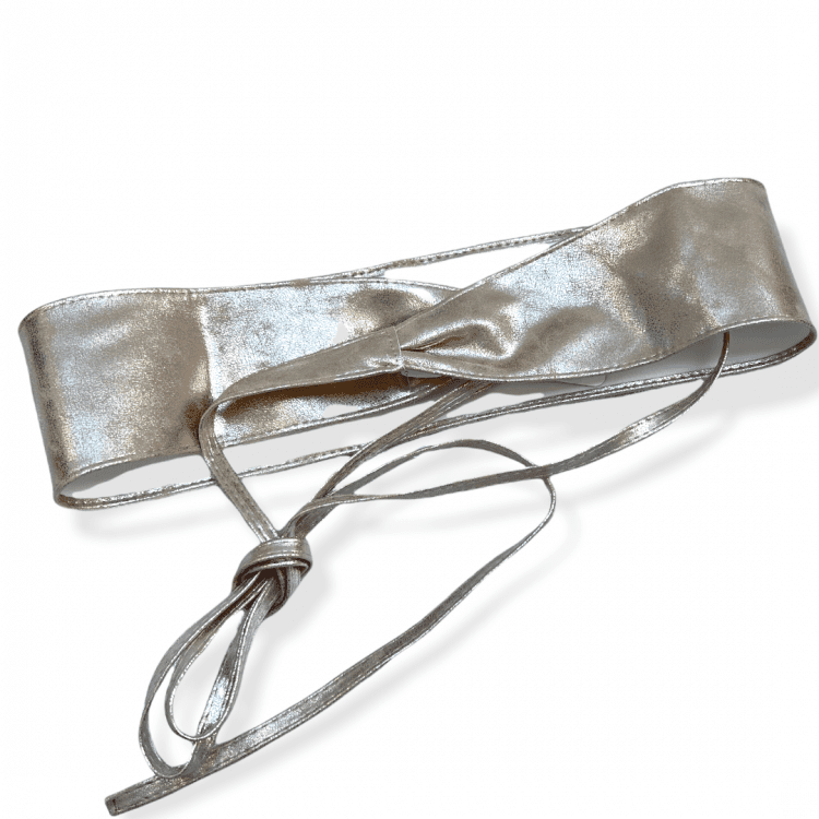 Ceinture large à nouer Doré – Image 2