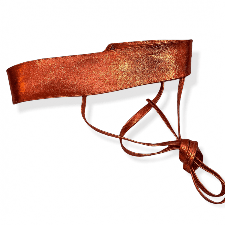 Ceinture large à nouer Orange cuir
