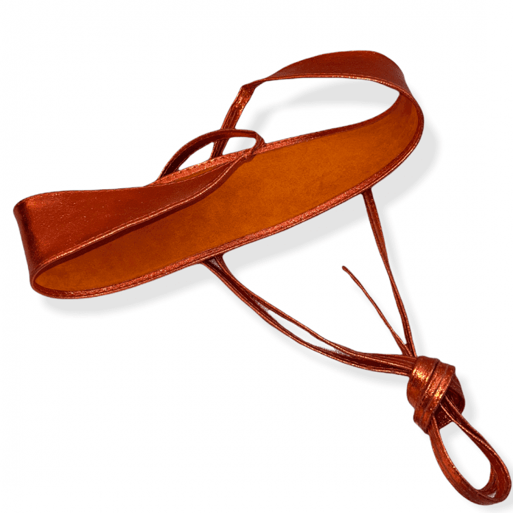 Ceinture large à nouer Orange cuir – Image 2
