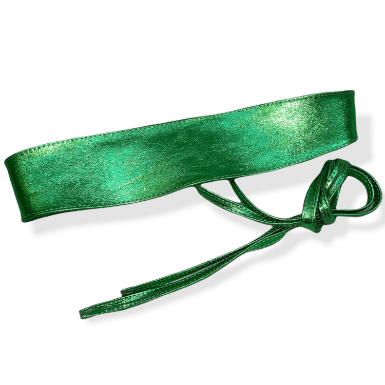 Ceinture large à nouer Vert cuir