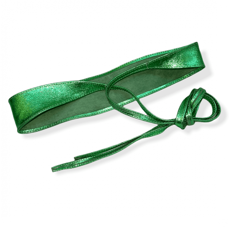 Ceinture large à nouer Vert cuir – Image 2