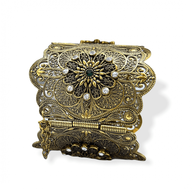 Bracelet Manchette large Bollywood bronze vert – Image 2