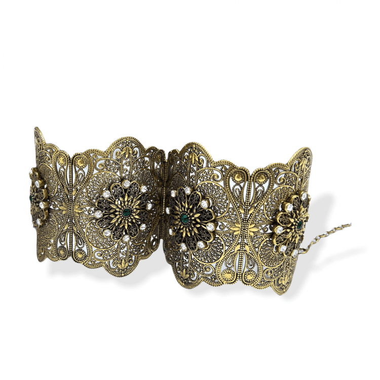 Bracelet Manchette large Bollywood bronze vert – Image 3