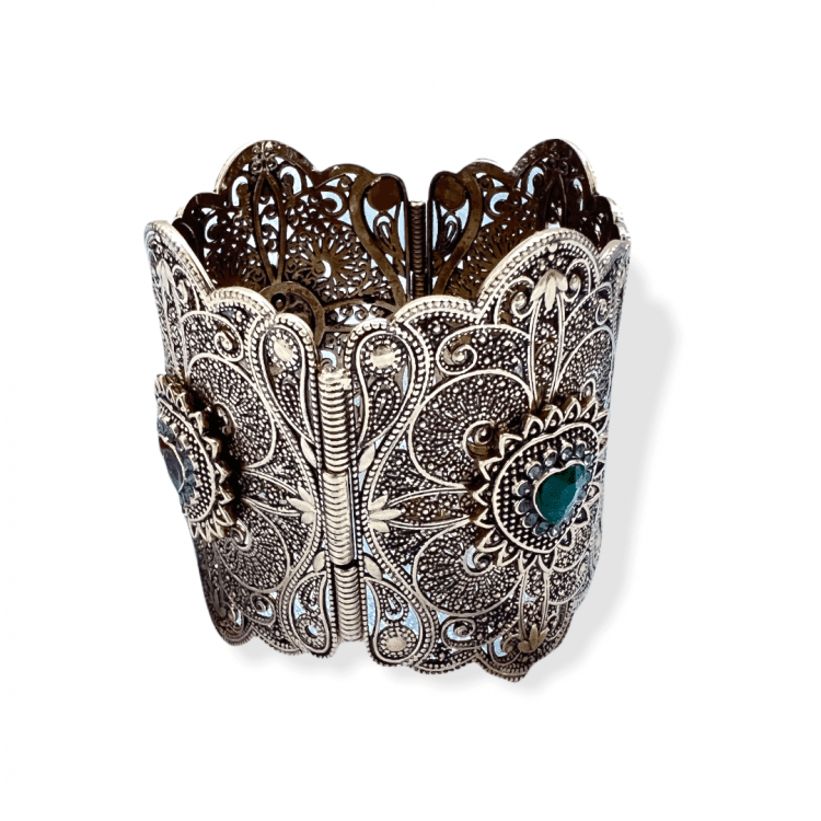 Bracelet Manchette large Bollywood bronze coeur