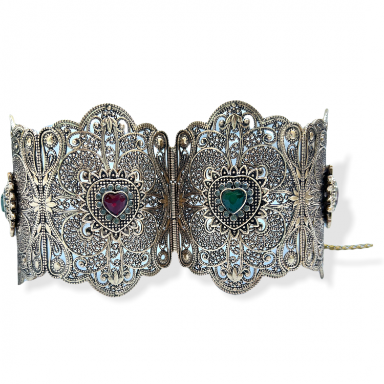 Bracelet Manchette large Bollywood bronze coeur – Image 3