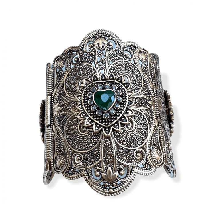 Bracelet Manchette large Bollywood bronze coeur – Image 4