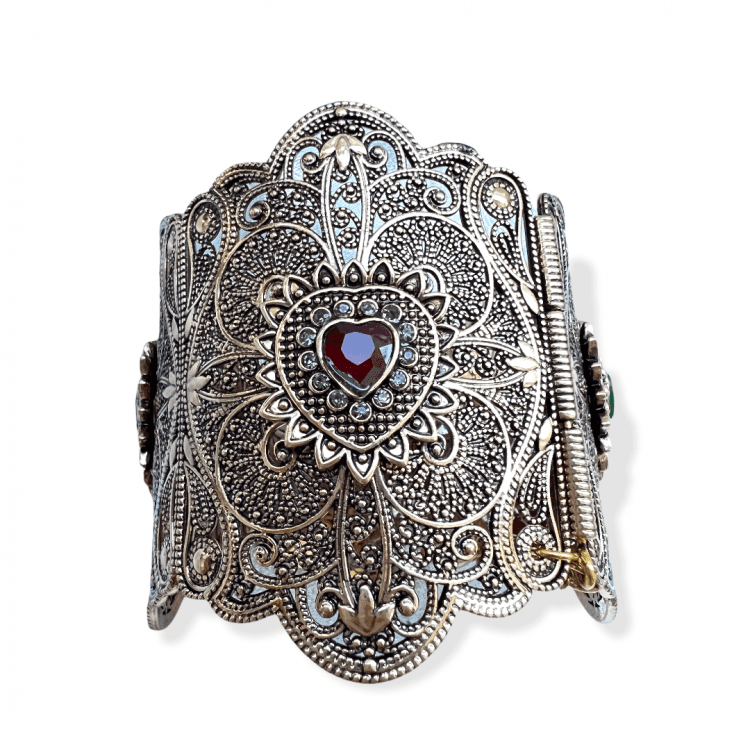 Bracelet Manchette large Bollywood bronze coeur – Image 2
