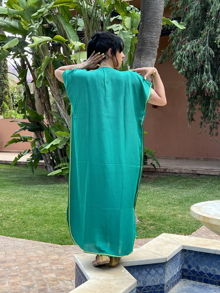 DJELLABA Gandoura Brodée Jaune Vert Brésil – Image 5