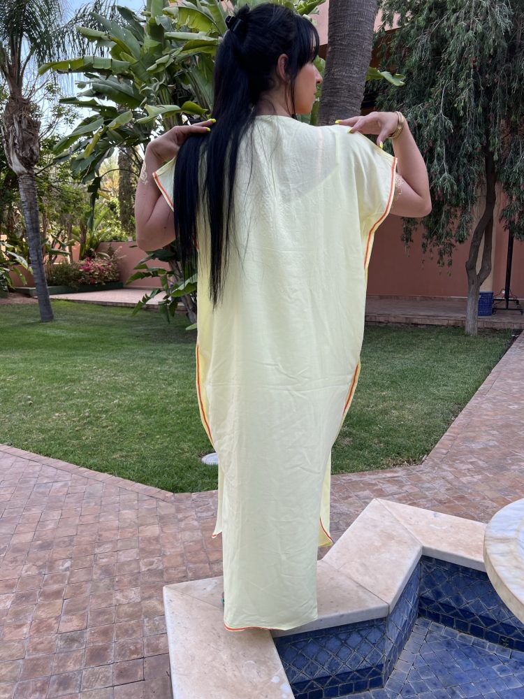 DJELLABA Gandoura Brodée Jaune orange PINEAPPLE – Image 4