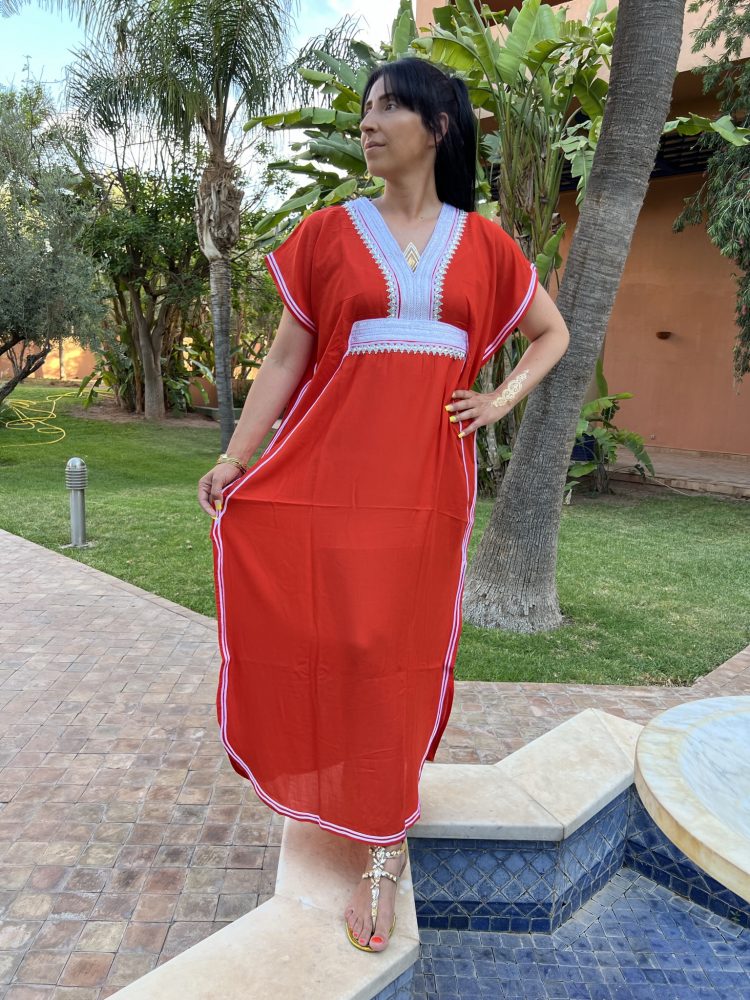 DJELLABA Gandoura Plastron Argent Orange MARRAKECH – Image 2