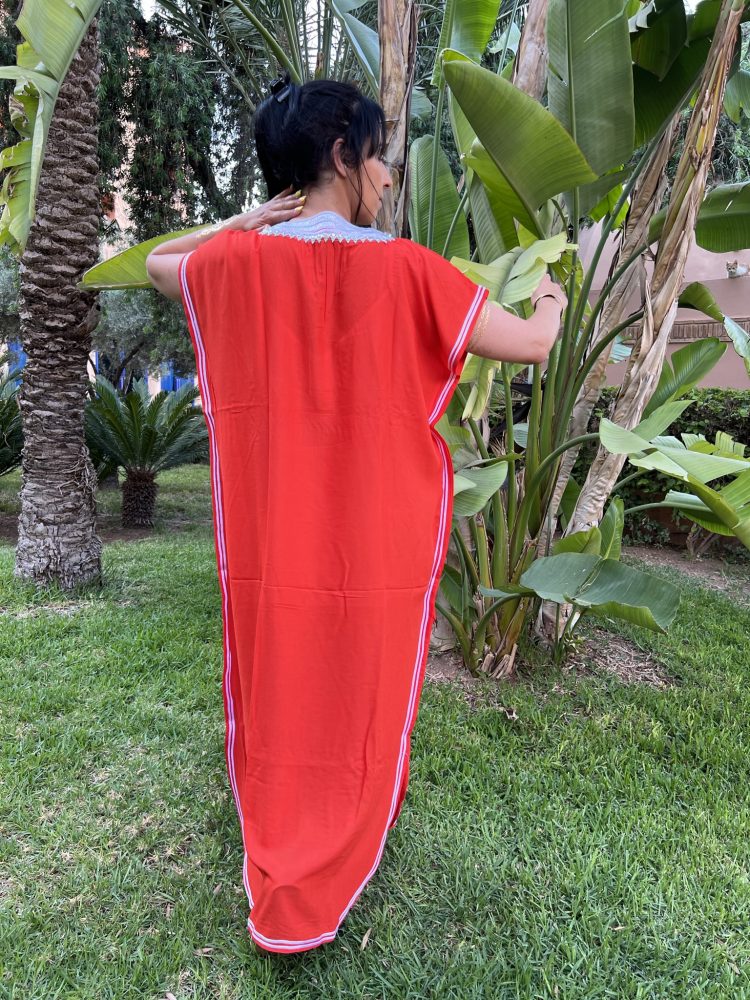 DJELLABA Gandoura Plastron Argent Orange MARRAKECH – Image 3
