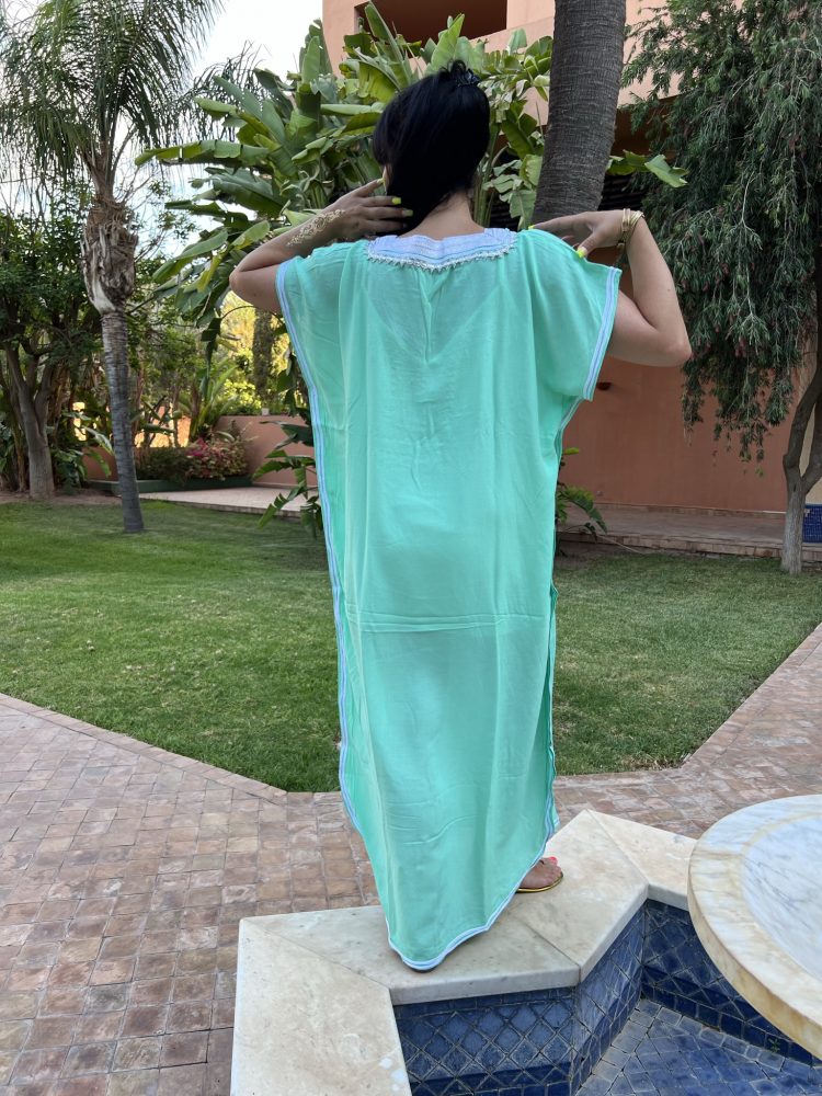DJELLABA Gandoura Plastron Argent Pistache MARRAKECH – Image 3