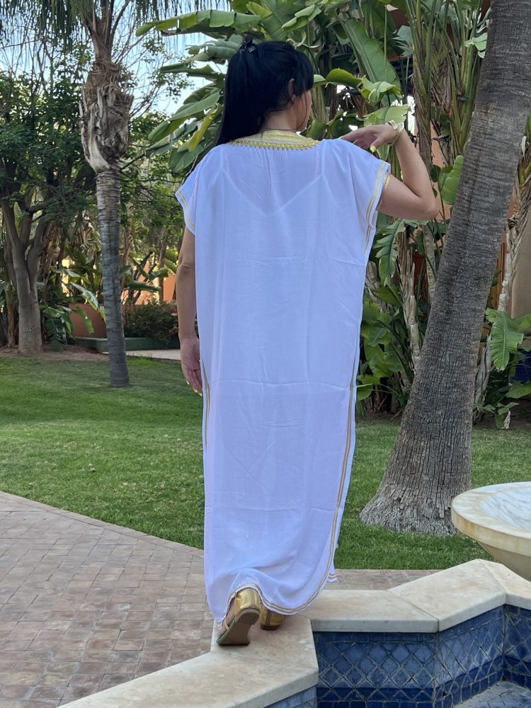 DJELLABA Gandoura Plastron Or Blanc MARRAKECH – Image 2