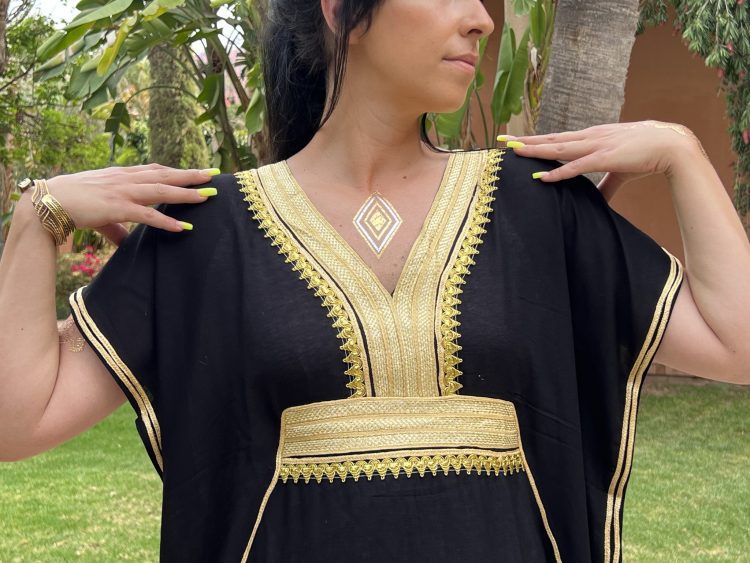 DJELLABA Gandoura Plastron Or Noir MARRAKECH – Image 3