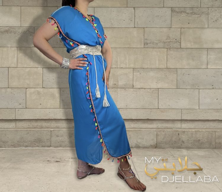 DJELLABA Gandoura Pompon Turquoise IBIZA – Image 2